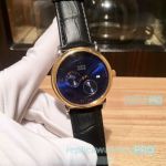 Copy Omega De Ville Automatic Watch Blue Moonphase Dial Gold Bezel